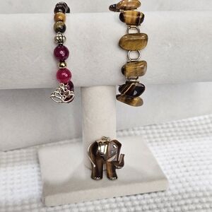 Tiger's Eye Bracelets and Pendant Bundle Set Vintage